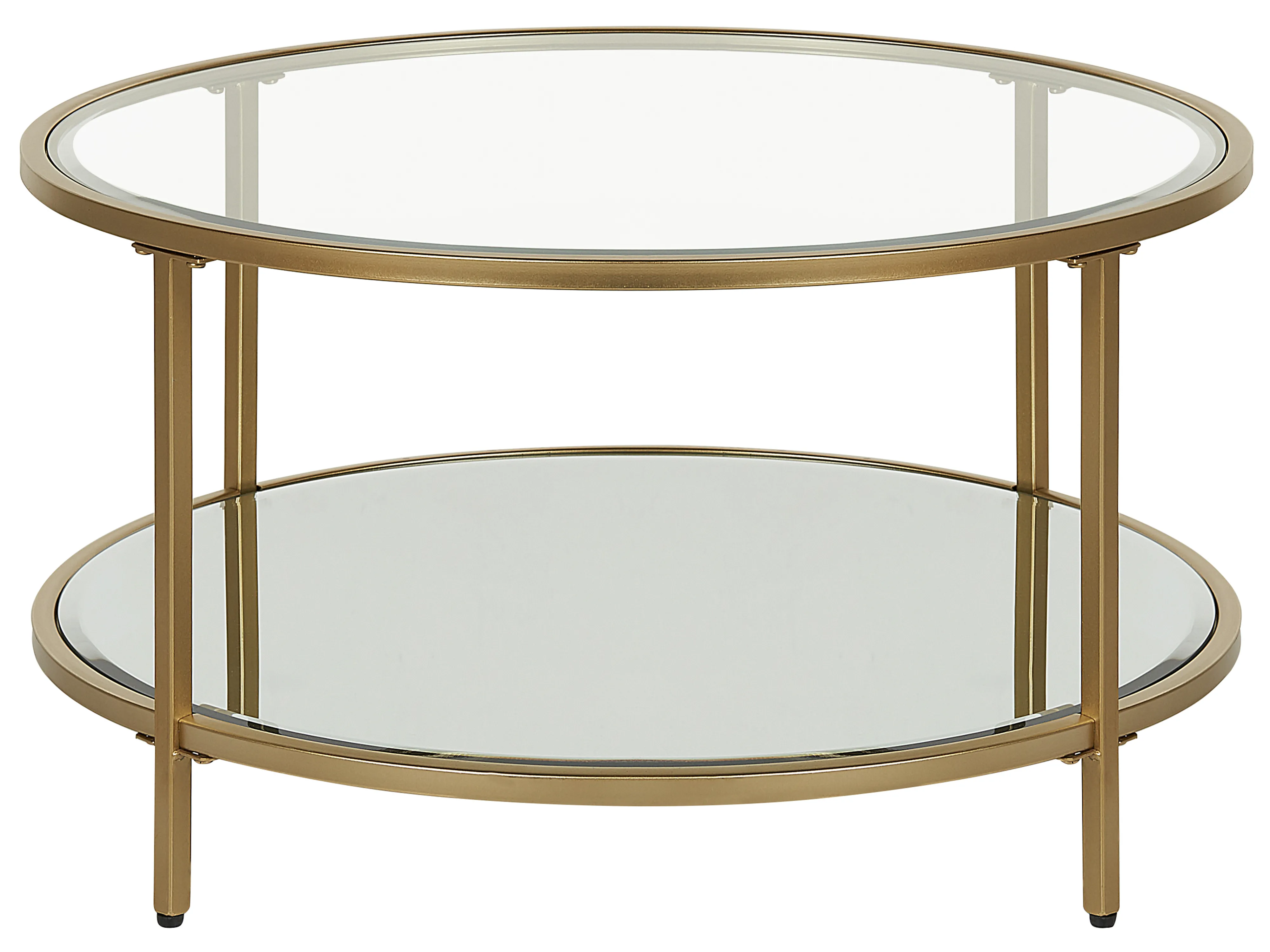 Coffee Table BIRNEY Tempered Glass Gold