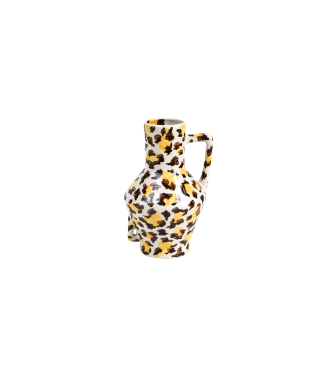Return to Sender Vaas 15 cm Leopard print handgeschilderd met handvat