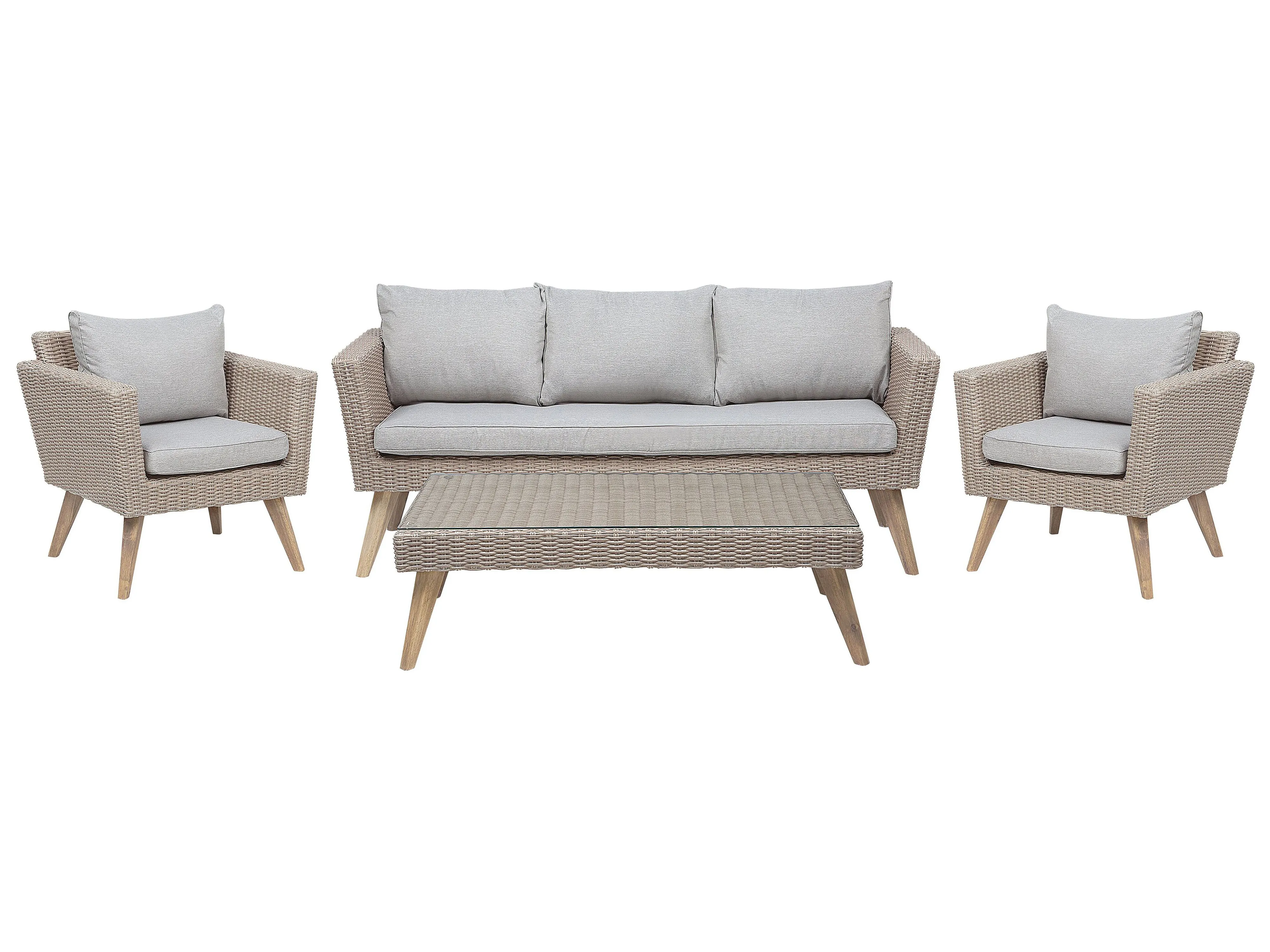 Garden Lounge Set with Table 4 Seater VITTORIA PE Rattan Grey