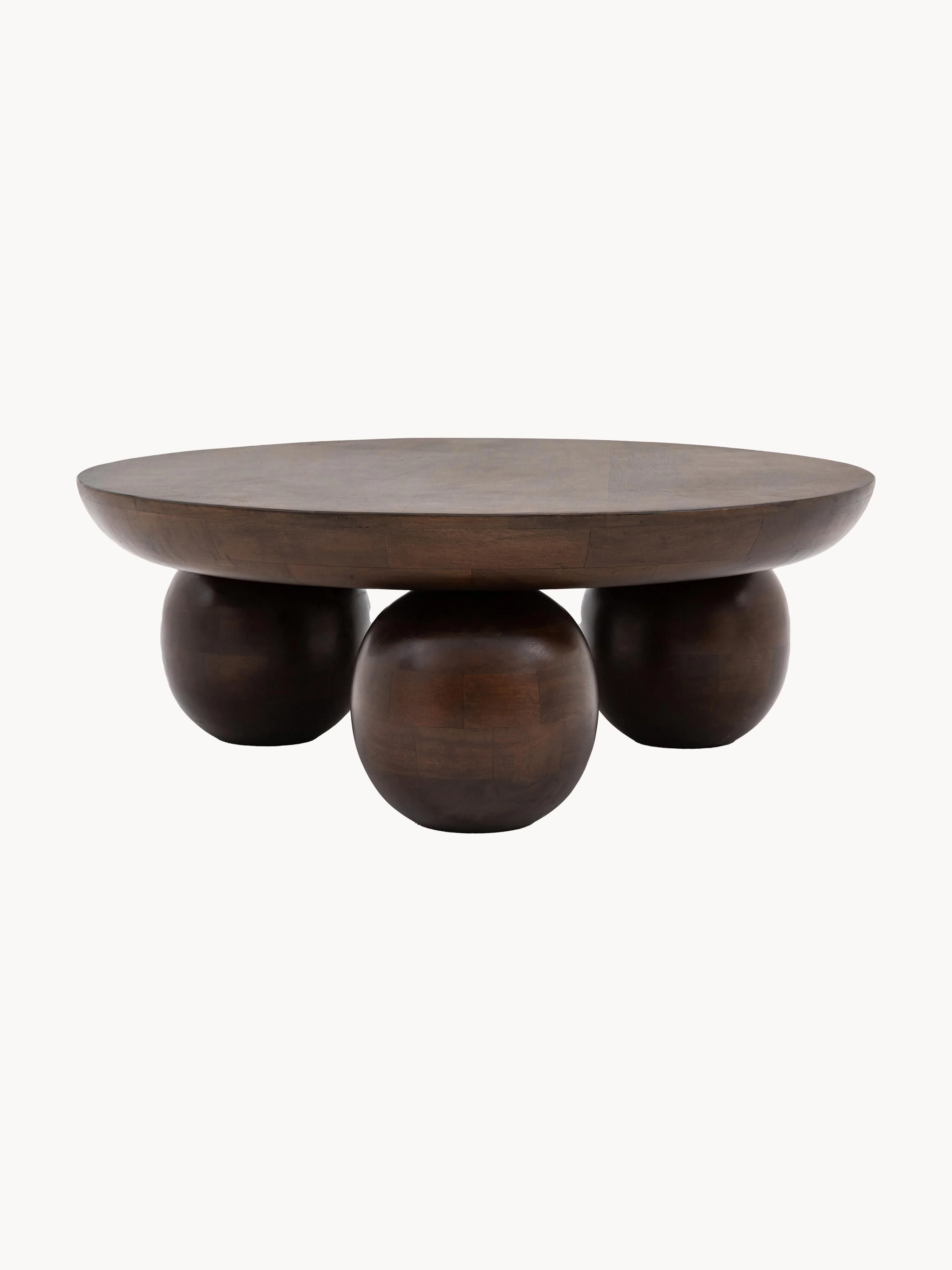 Runder Couchtisch Sculpt aus Mangoholz