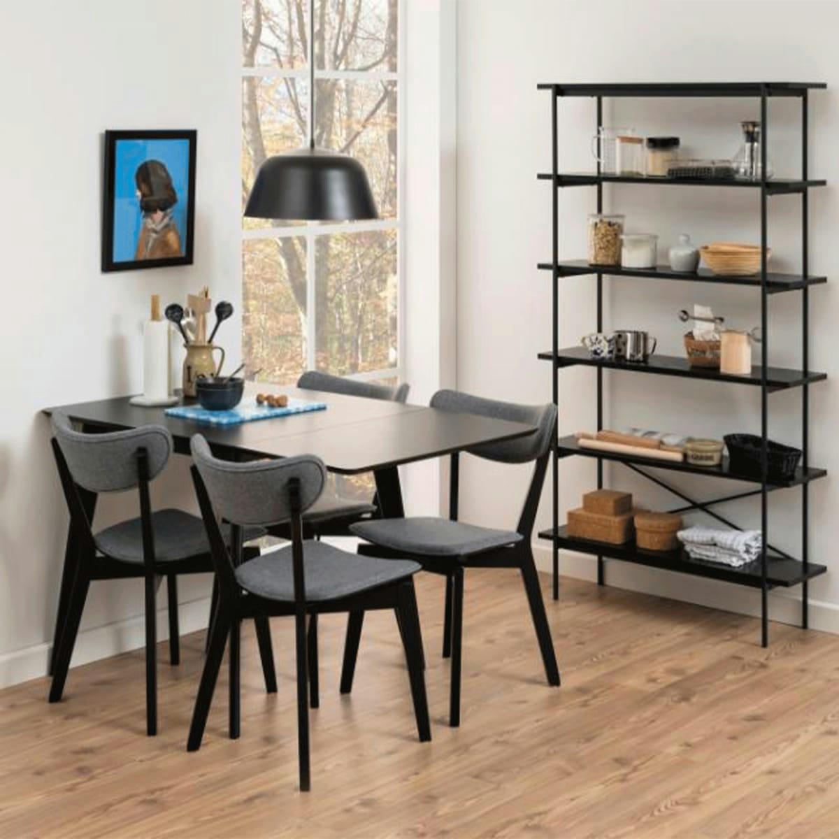 ROXY - Table à manger 2 personnes en bois avec rallonges noir