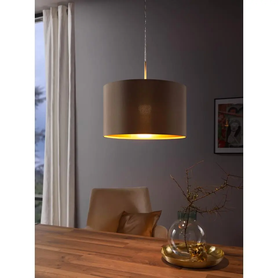 EGLOMaserlo-Hanglamp-1Lichts-&Oslash;38cm-Nikkel-Mat-Taupe,Goud