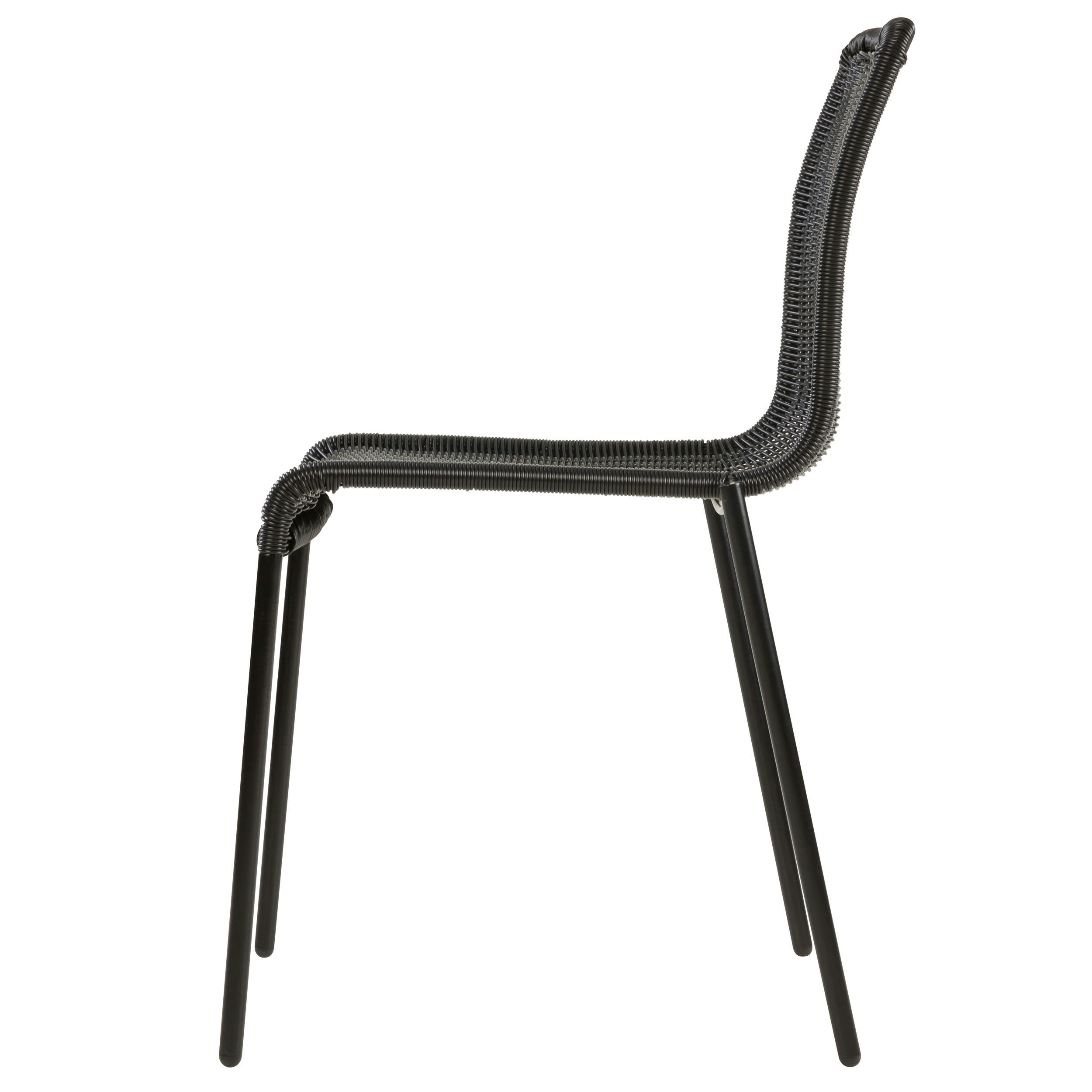 SIRIVARA - Chaise intérieur extérieur en résine tressée noire (x2)