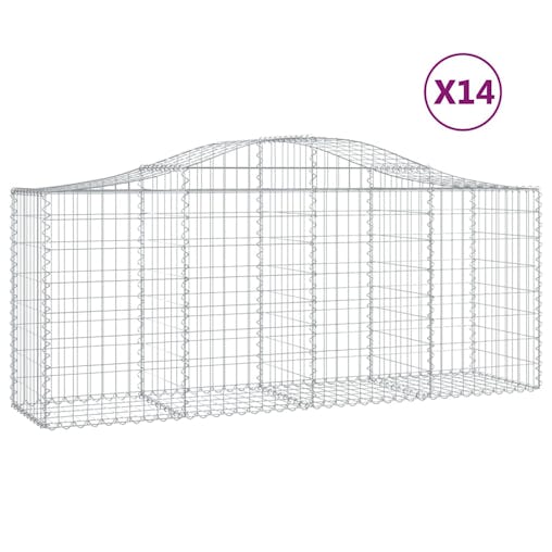 NNEVL Arched Gabion Baskets 14 pcs 200x50x80/100 cm Galvanised Iron