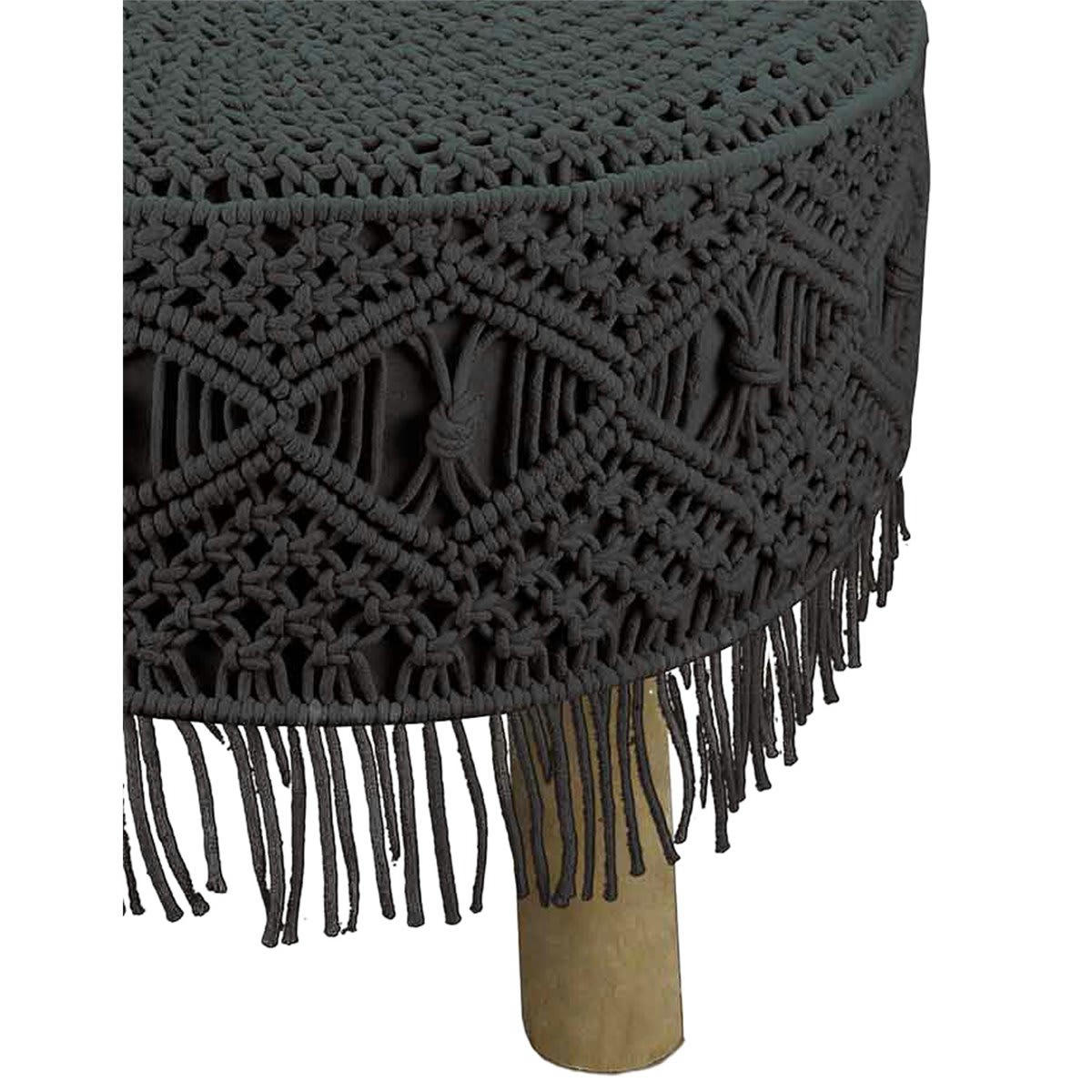 MAHRAMA - Tabouret en macramé  anthracite