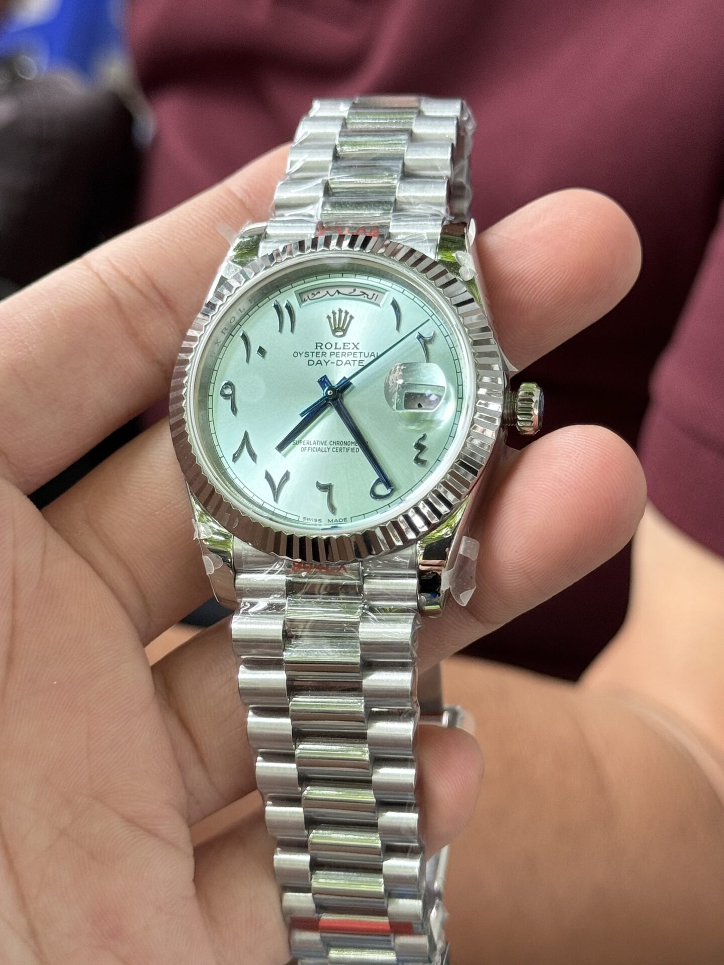 Rolex Day-Date 904L Steel Blue Arabic Dial 40mm Super Clone