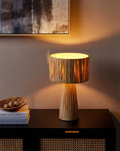 Lampa stołowa rafia naturalna