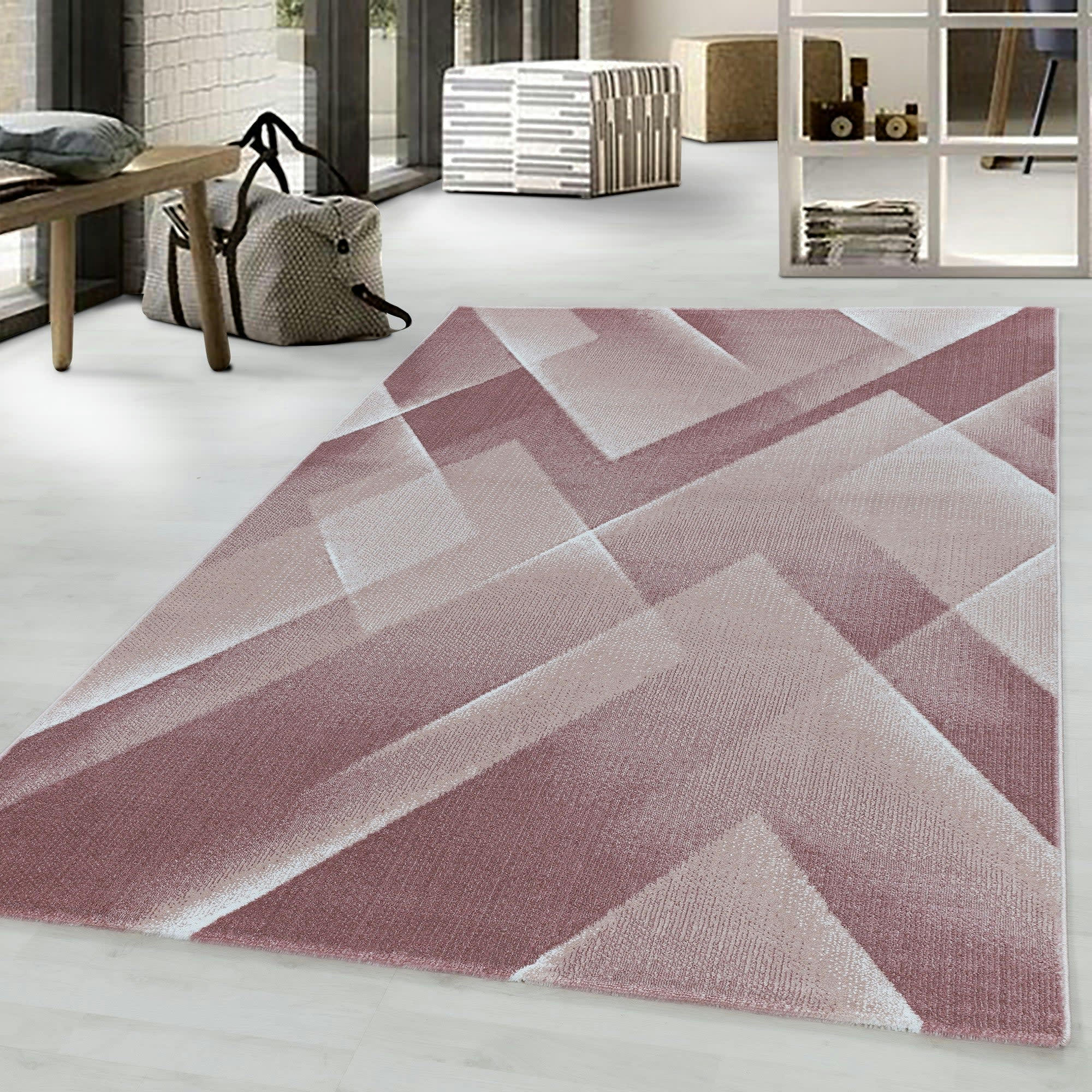 TREND - Tapis à motifs géométriques rose 120x170cm