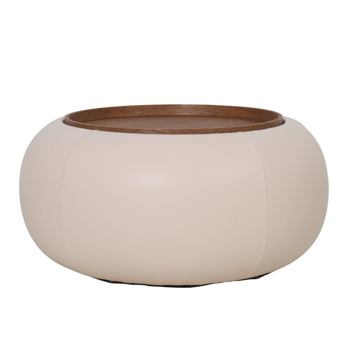 DÉJA Living Salontafel Draby - Rond Beige/Walnoot - Incl. Opbergruimte - 73cm