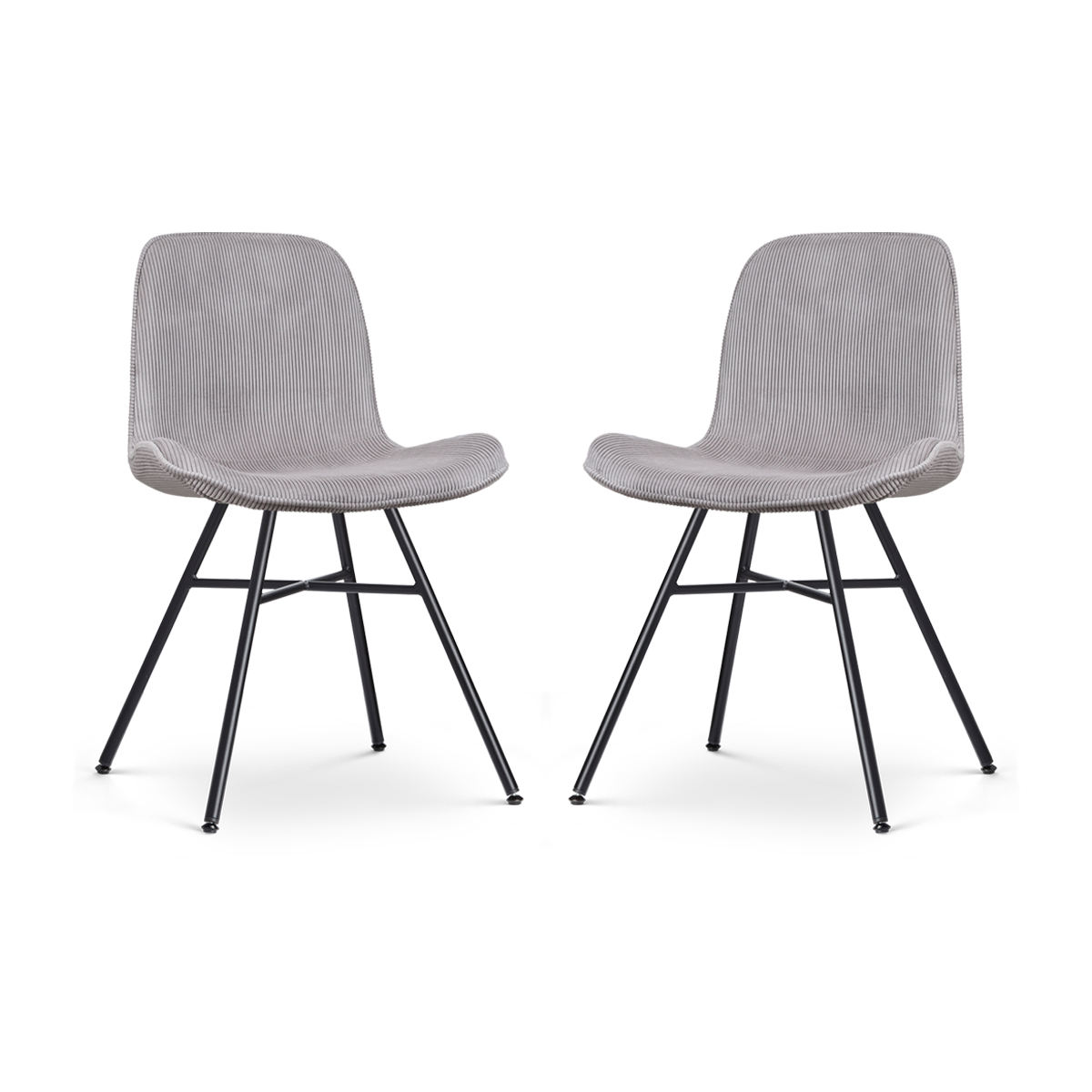 Nolon Noa-Fé Eetkamerstoelen Set van 2 - Rib Warm Grijs - Zwarte Poten
