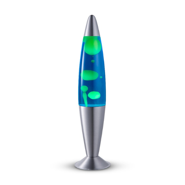 Lighto | Lavalamp zilver | blauwe vloeistof met gele lava