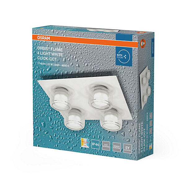 OSRAM Applique ORBIS Flame 22W Click CCT IP44 blanc