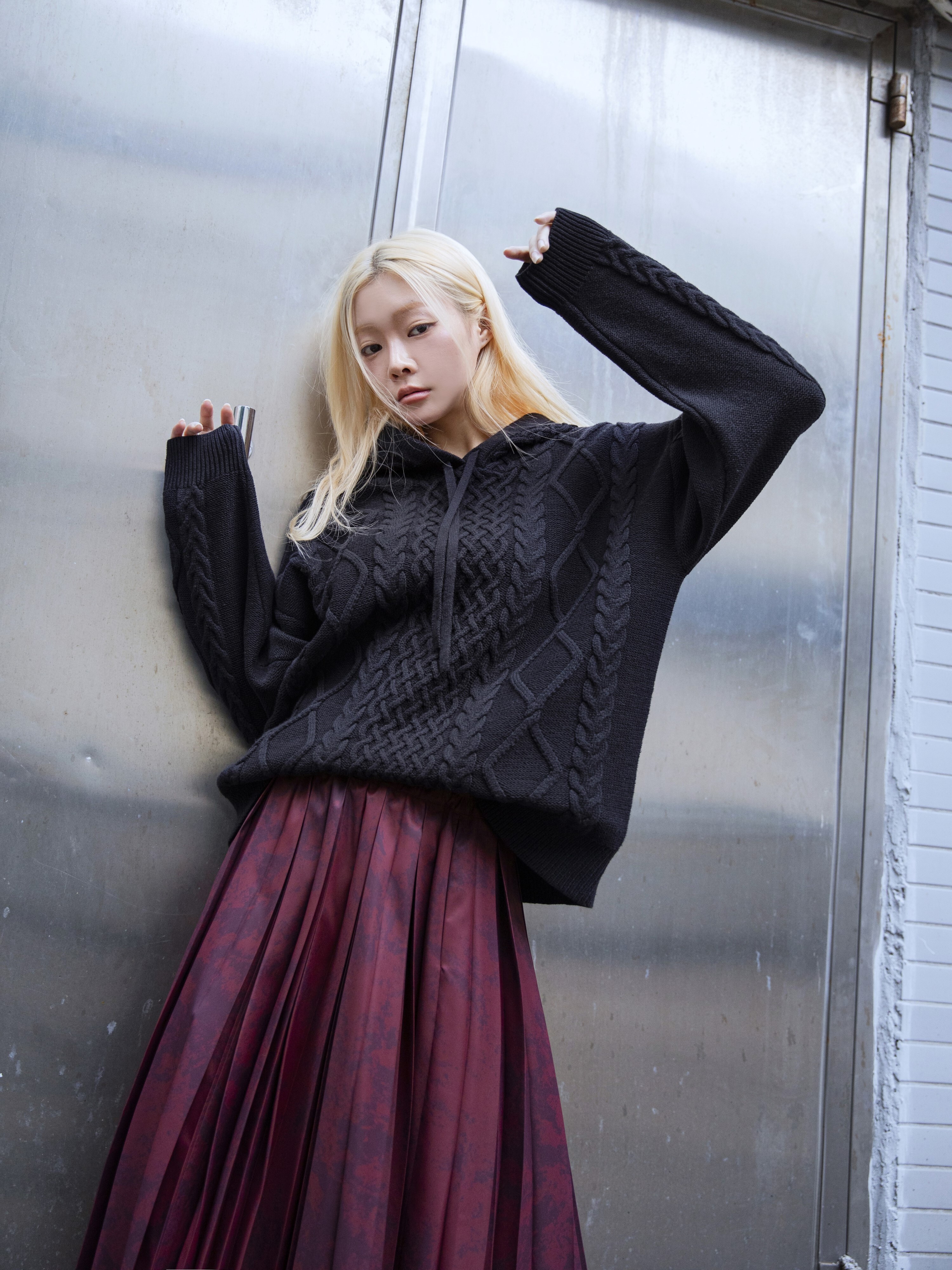 Cable knit Hoodie - 25WRT239X