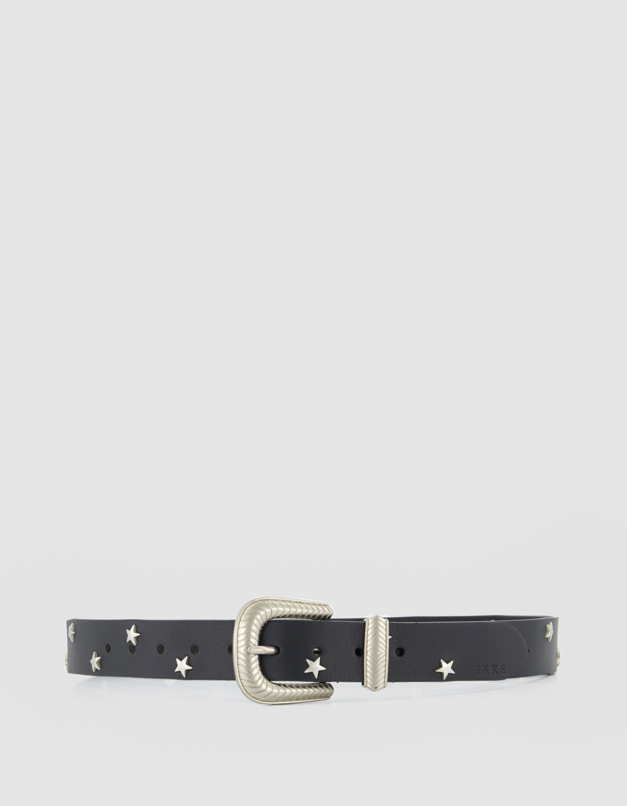Ceinture noire cuir rivets étoiles Femme