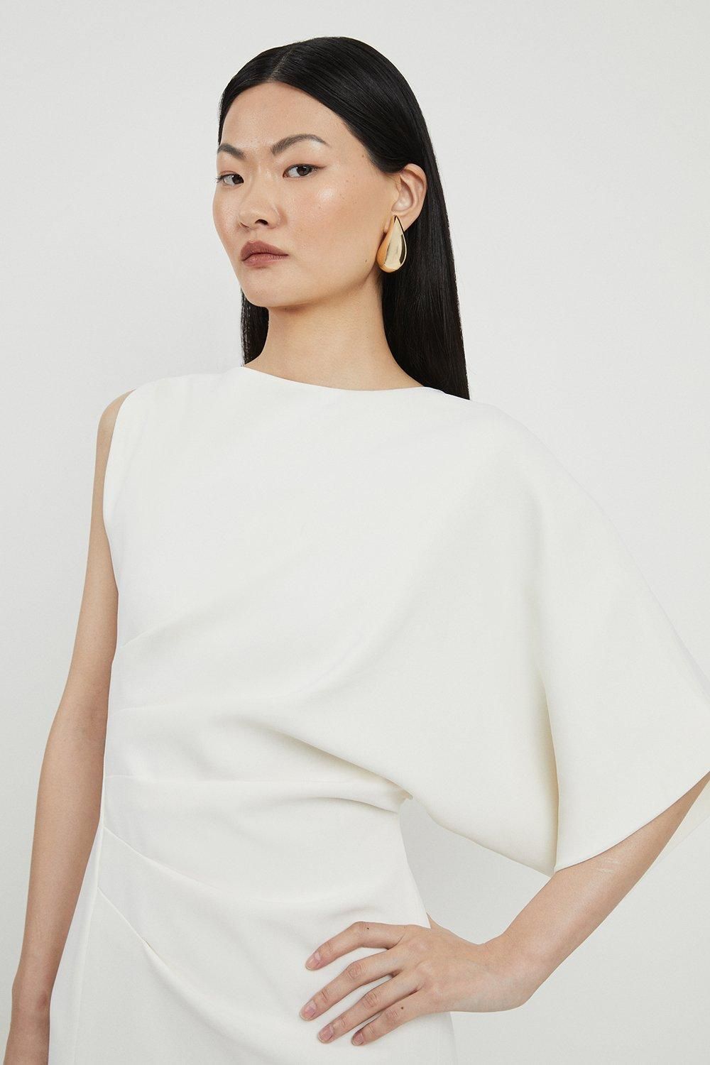 KarenMillen Fluid Tailored Asymmetric Sleeve Maxi Dress