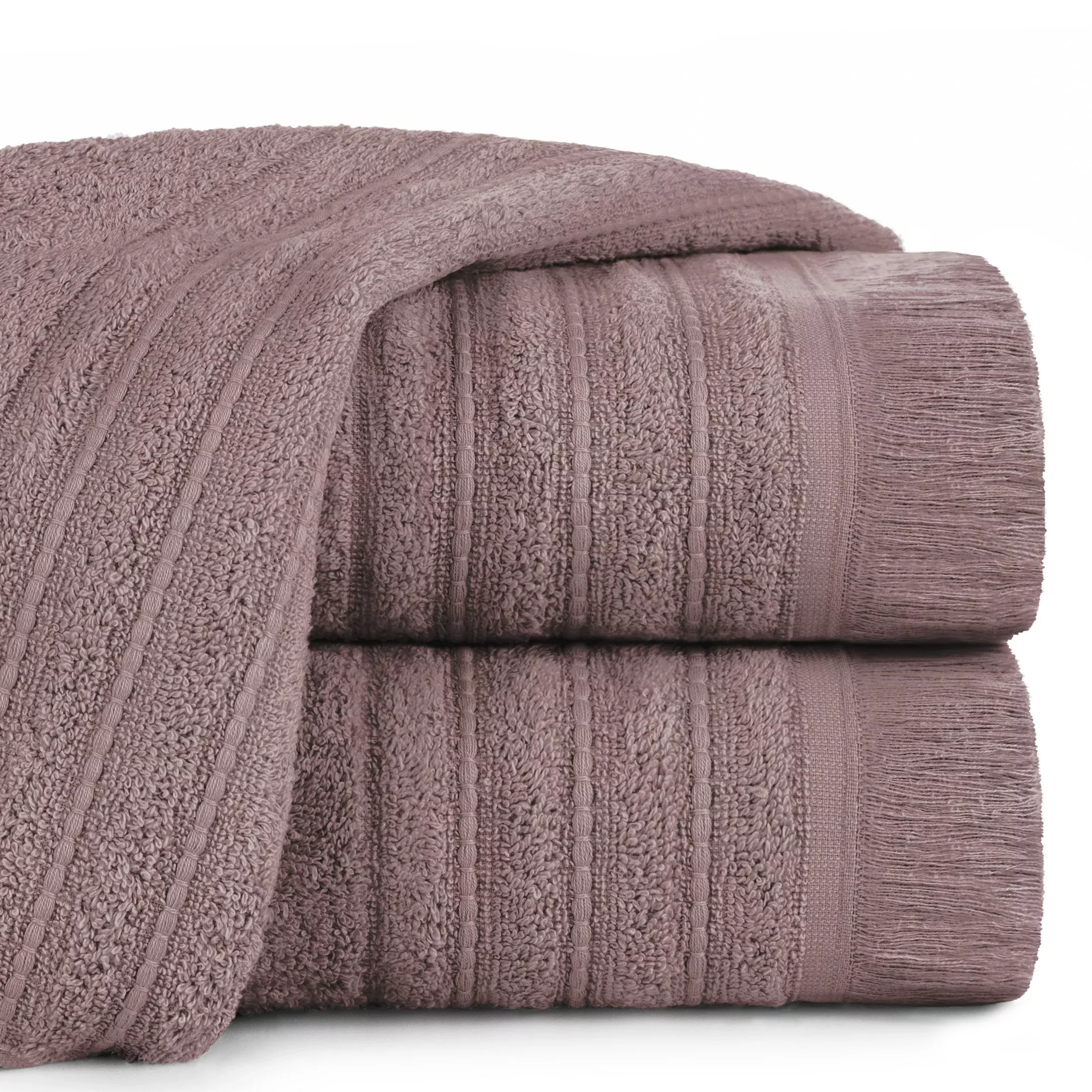 Ręcznik kąpielowy 50x90 cm bawełniany kolor brązowy w stylu boho z frędzlami 500 g/m2 MIRENA