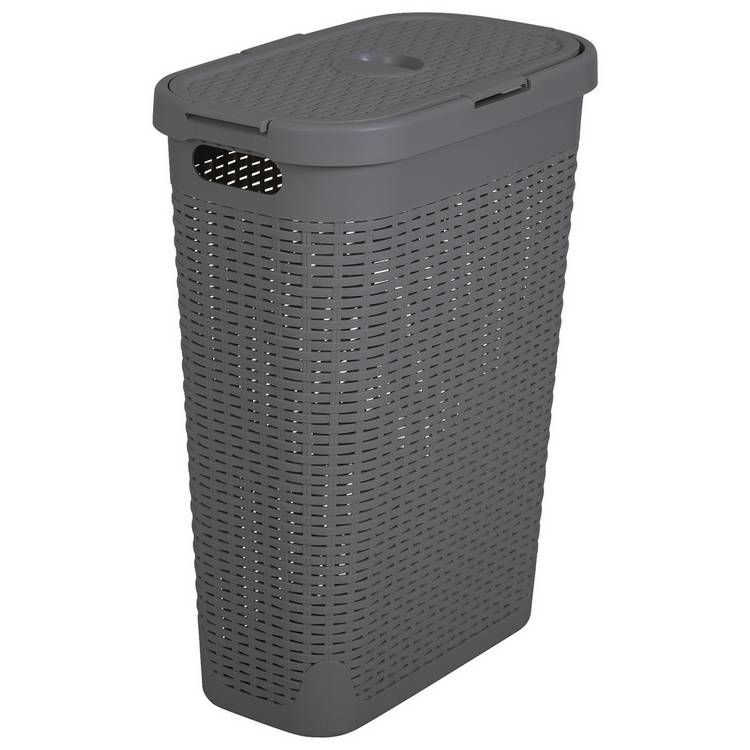 Addis 40 L Slimline Laundry Basket - Dark Grey