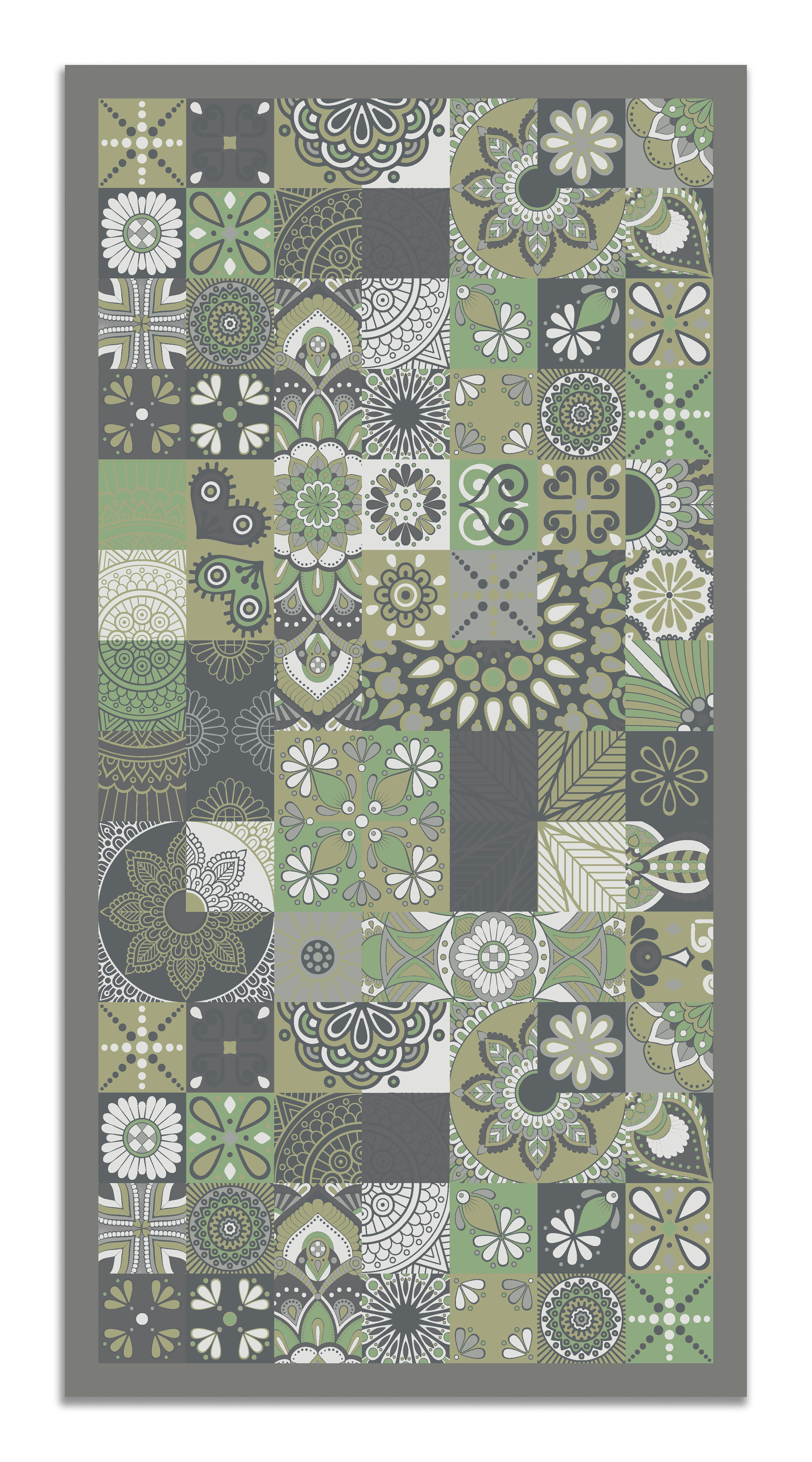 - Tapis vinyle carreaux ciments cuisine vert 100x140cm