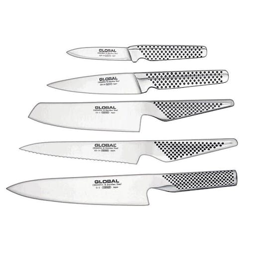 Global Katana 6Pc Knife Block Set 3 Stage Mino Sharpener Japan