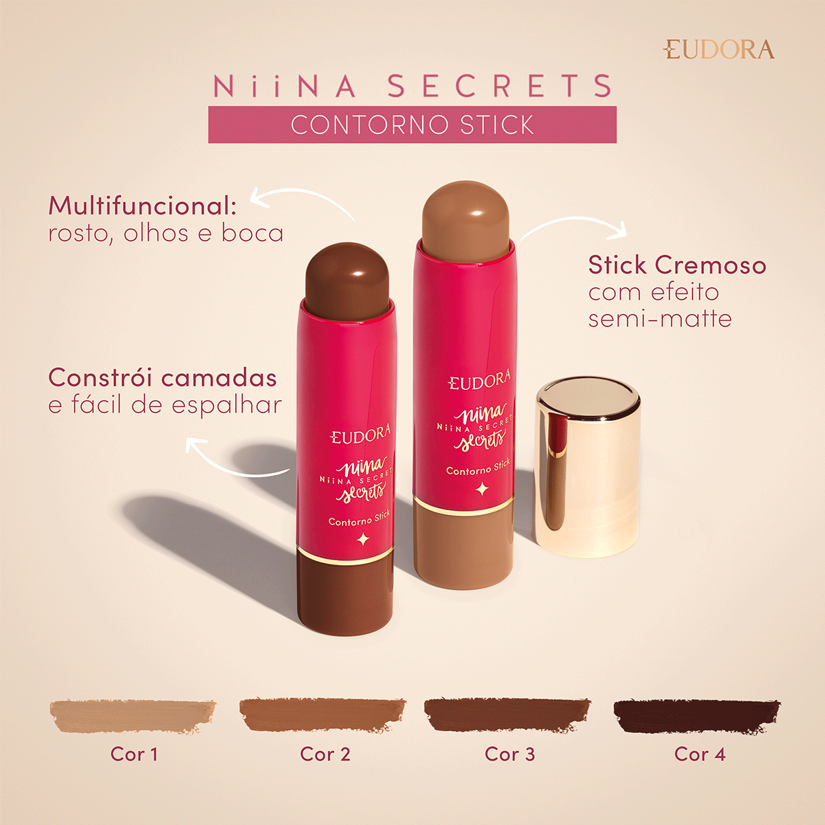Contorno Stick Multifuncional Cor 3 Niina Secrets 5g