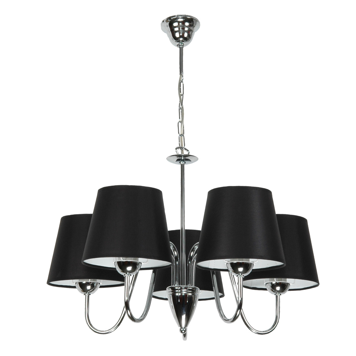 Lampa wisząca EDYLIT chrom czarne abażury 5xE27 DAGMA NEGRO 14-739