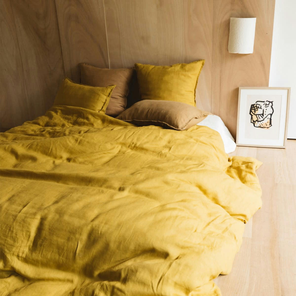 LES ESSENTIELS - Housse de couette fermeture boutons en lin lavé vert d'eau 260x240