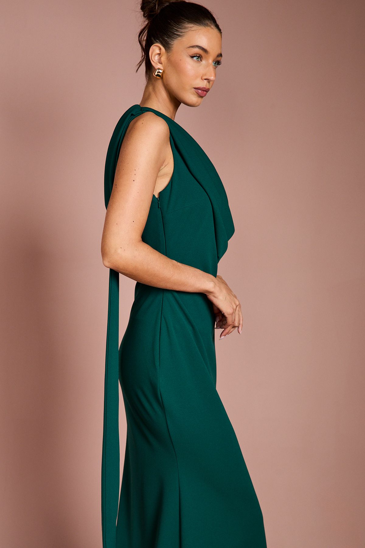 Coast One Shoulder Stretch Crepe Maxi Dress