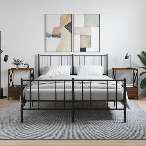 NNEVL Bedside Tables 2 pcs Brown Oak 50x41x65 cm Engineered Wood