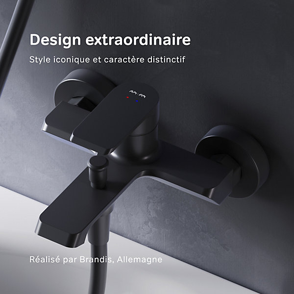 Mitigeur de baignoire mécanique Robinet de baignoire, mitigeur salle de bain, Noir Flash FNA10022 AM.PM