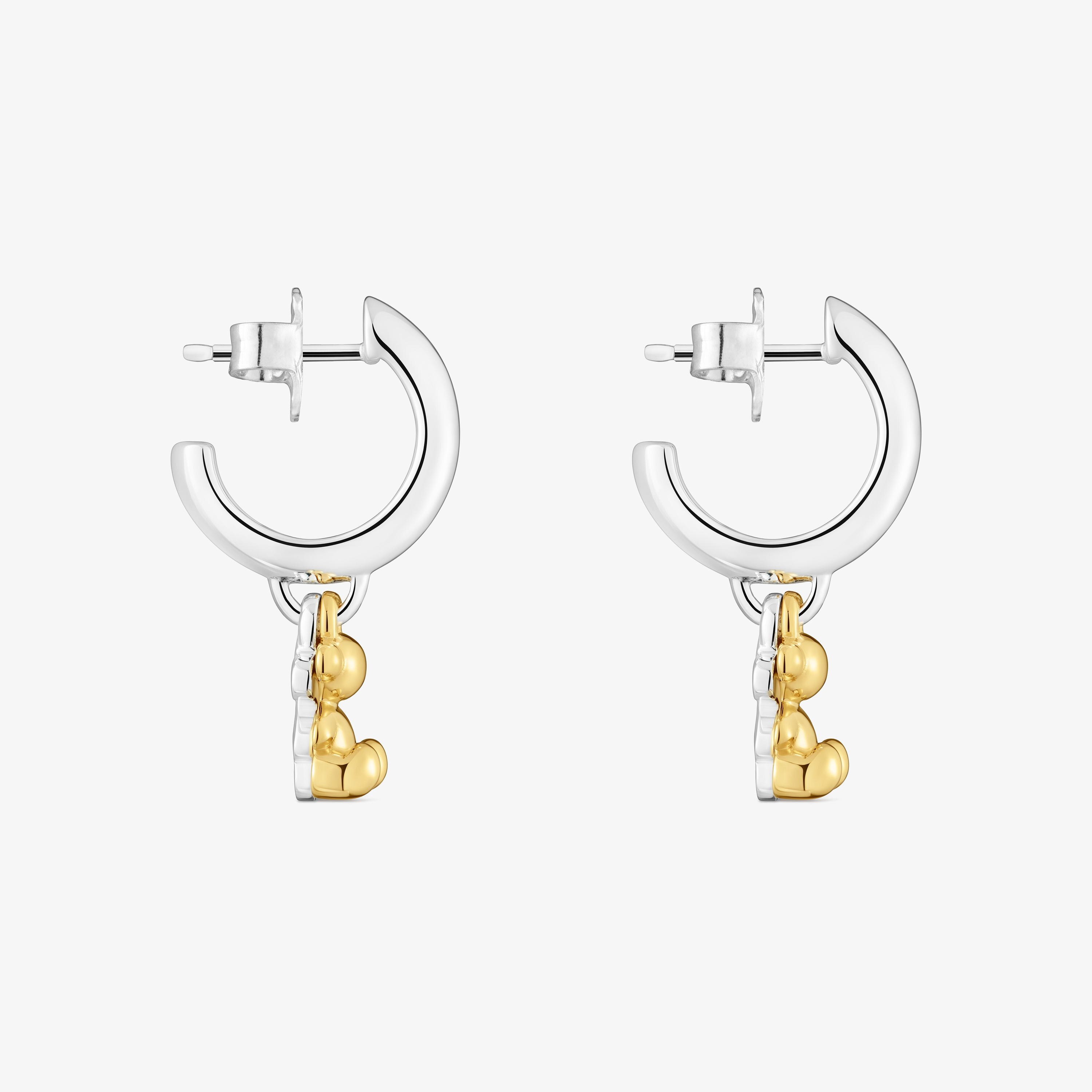 Pendientes de aro bicolor con doble oso Bold Bear