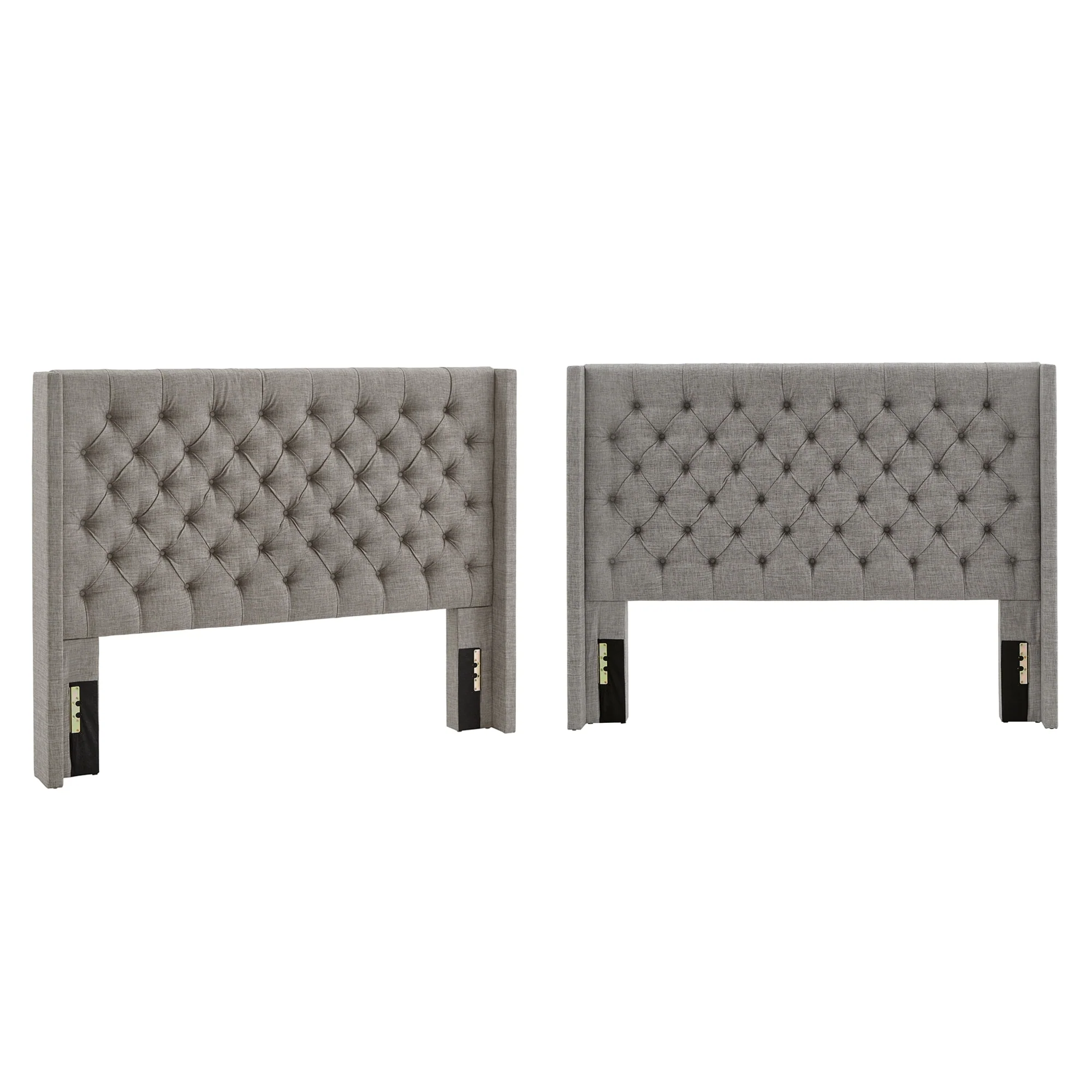 Detmold Queen Wingback Button Tufted Linen Fabric Headboard