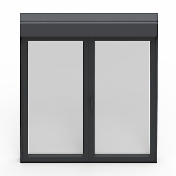 Fenêtre alu 2 vantaux oscillo-battant   volet roulant électrique GoodHome gris - l.100 x h.95 cm