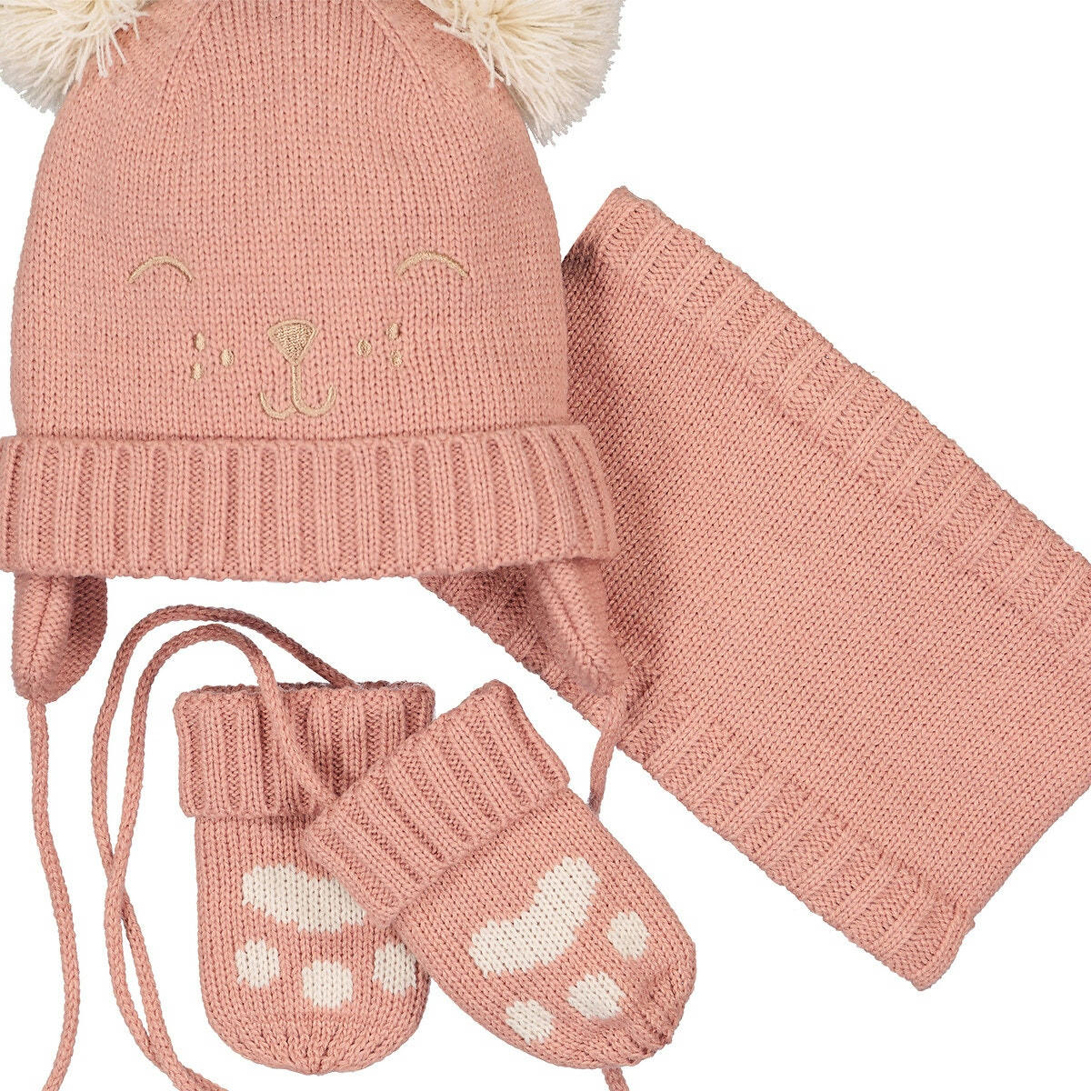 Ensemble bonnet + snood + moufles