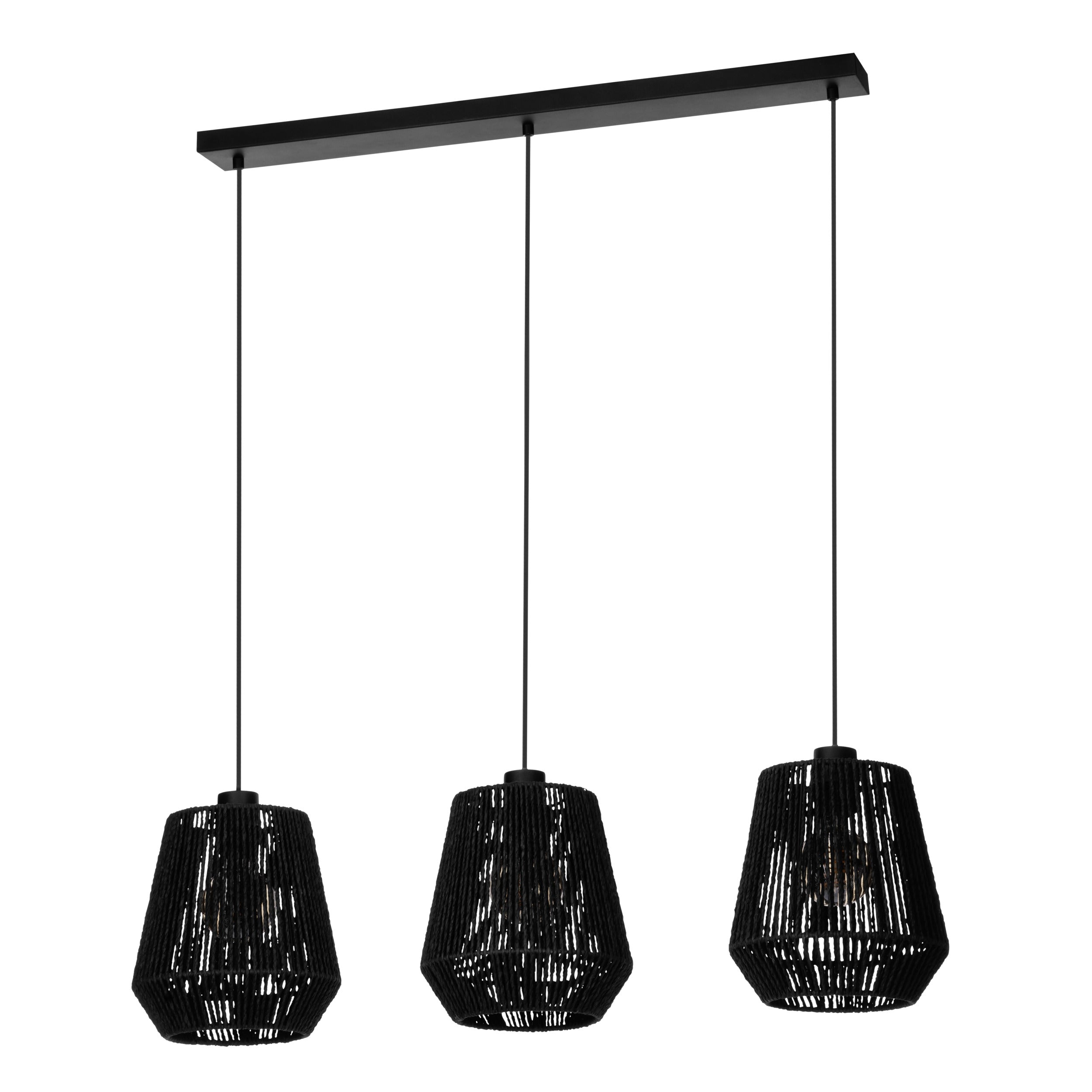 EGLO hanglamp Persley - e27 - papier/staal - zwart