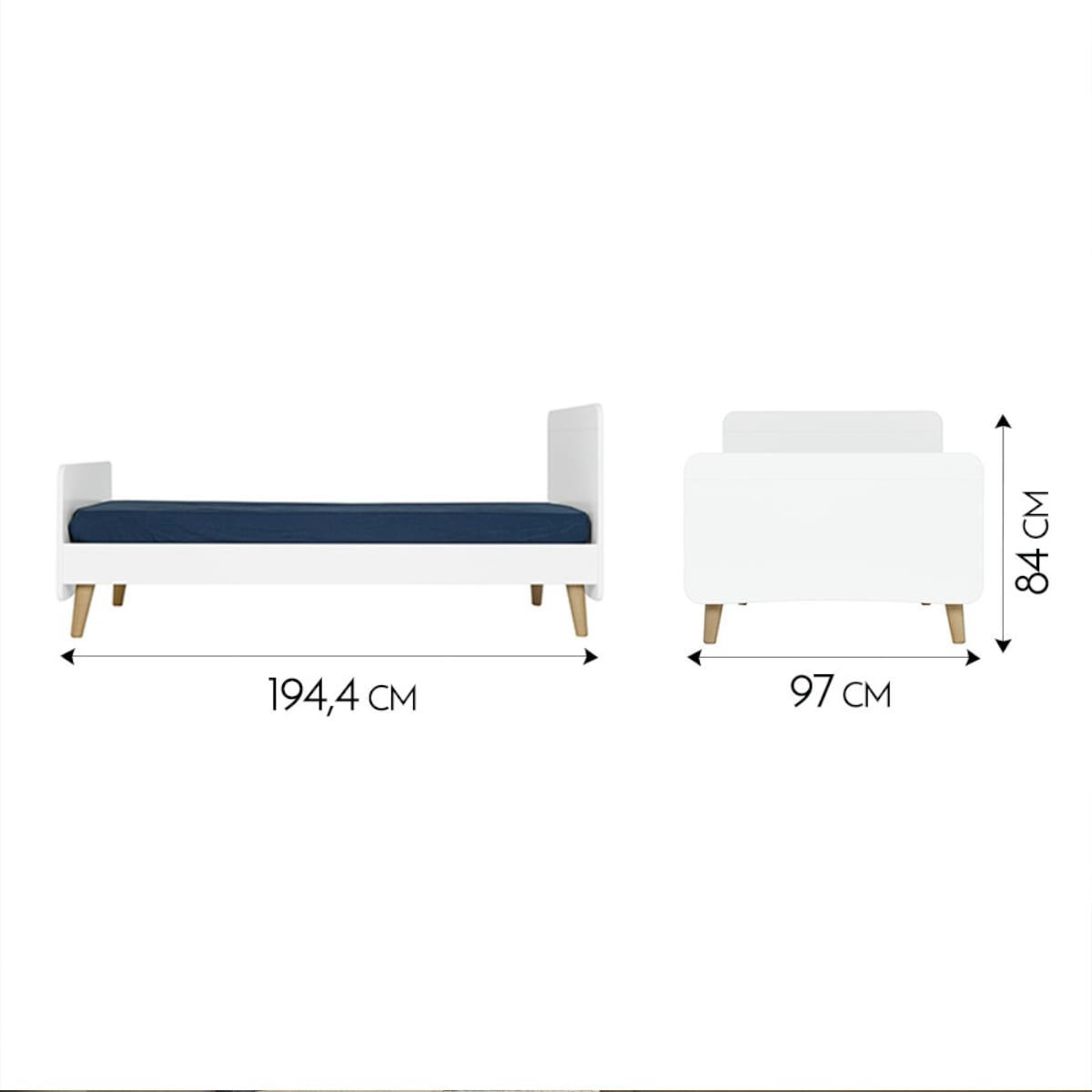 SPIKE - Pack lit avec pieds et matelas 90x190 cm bois massif