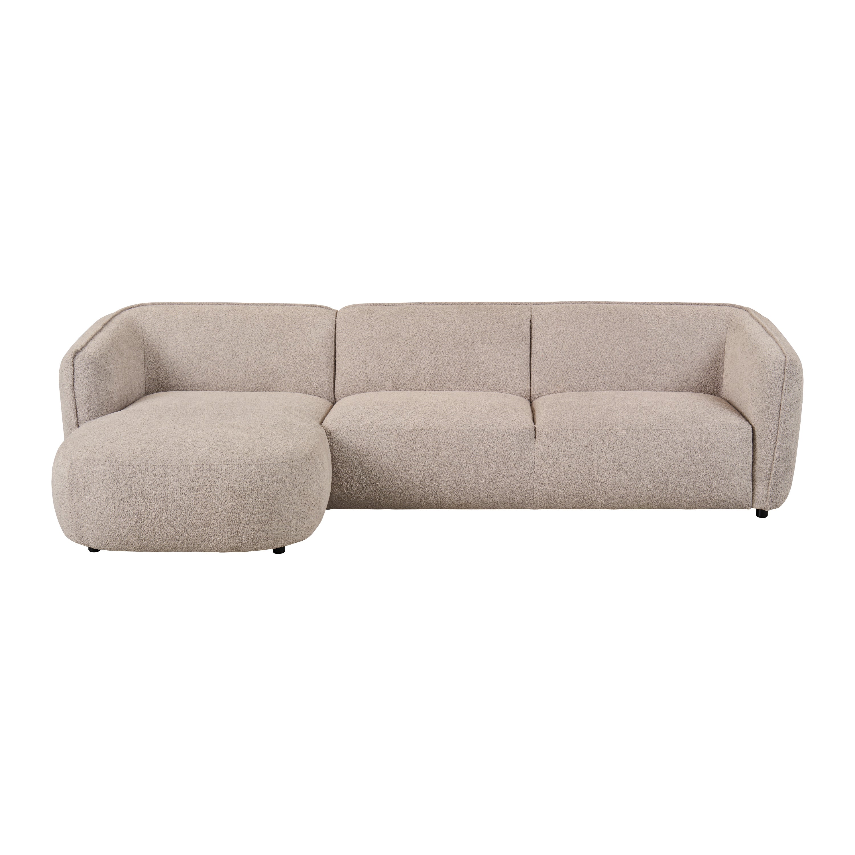 by fonQ Soft Hoekbank met Chaise Longue Links - Bouclé - Greige