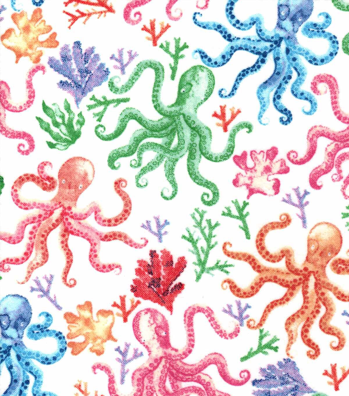 Octopus Multi Super Snuggle Flannel Fabric