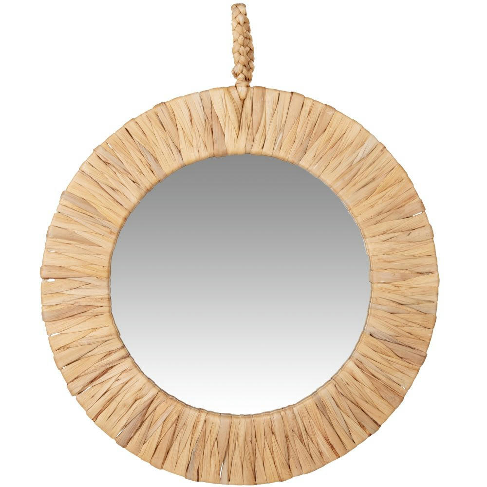 PRETORIA - Miroir rond en jacinthe d'eau tressée D42