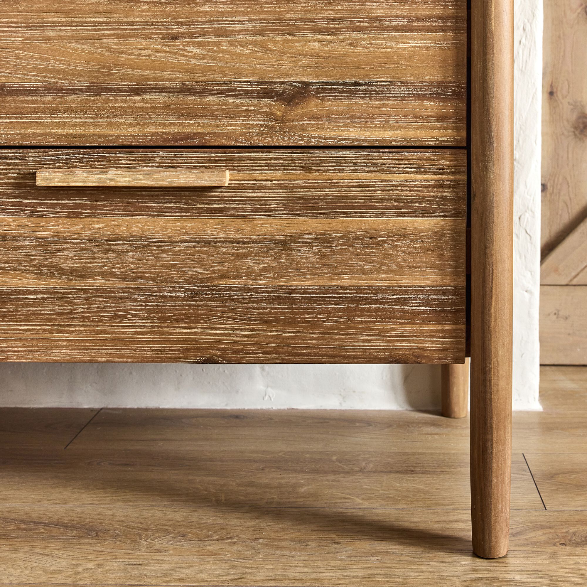 EMILIO - Commode 6 tiroirs en bois d'acacia massif - bois clair