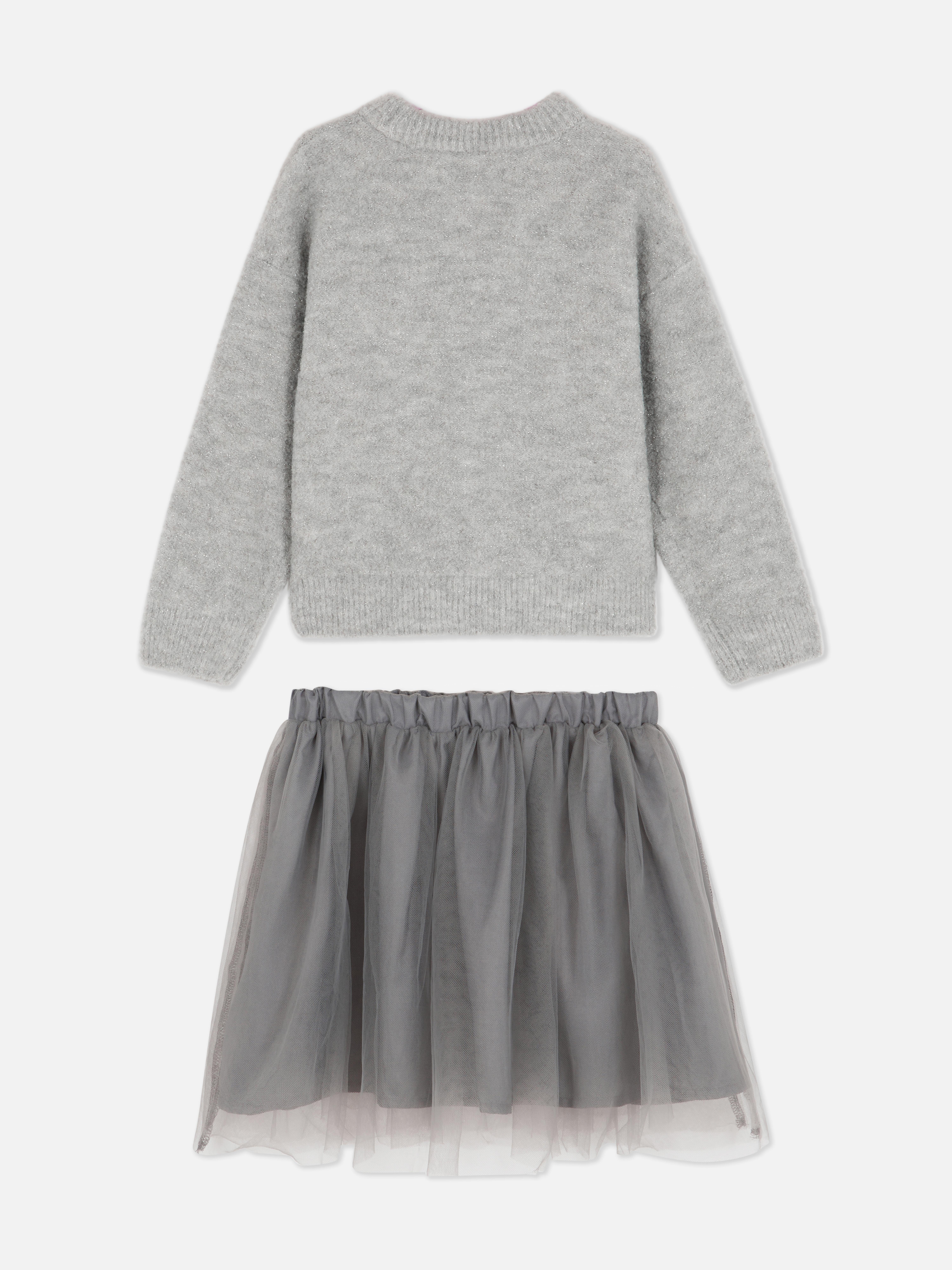 1.5-8yrs | Sequin Star Sweater and Tutu Skirt Set