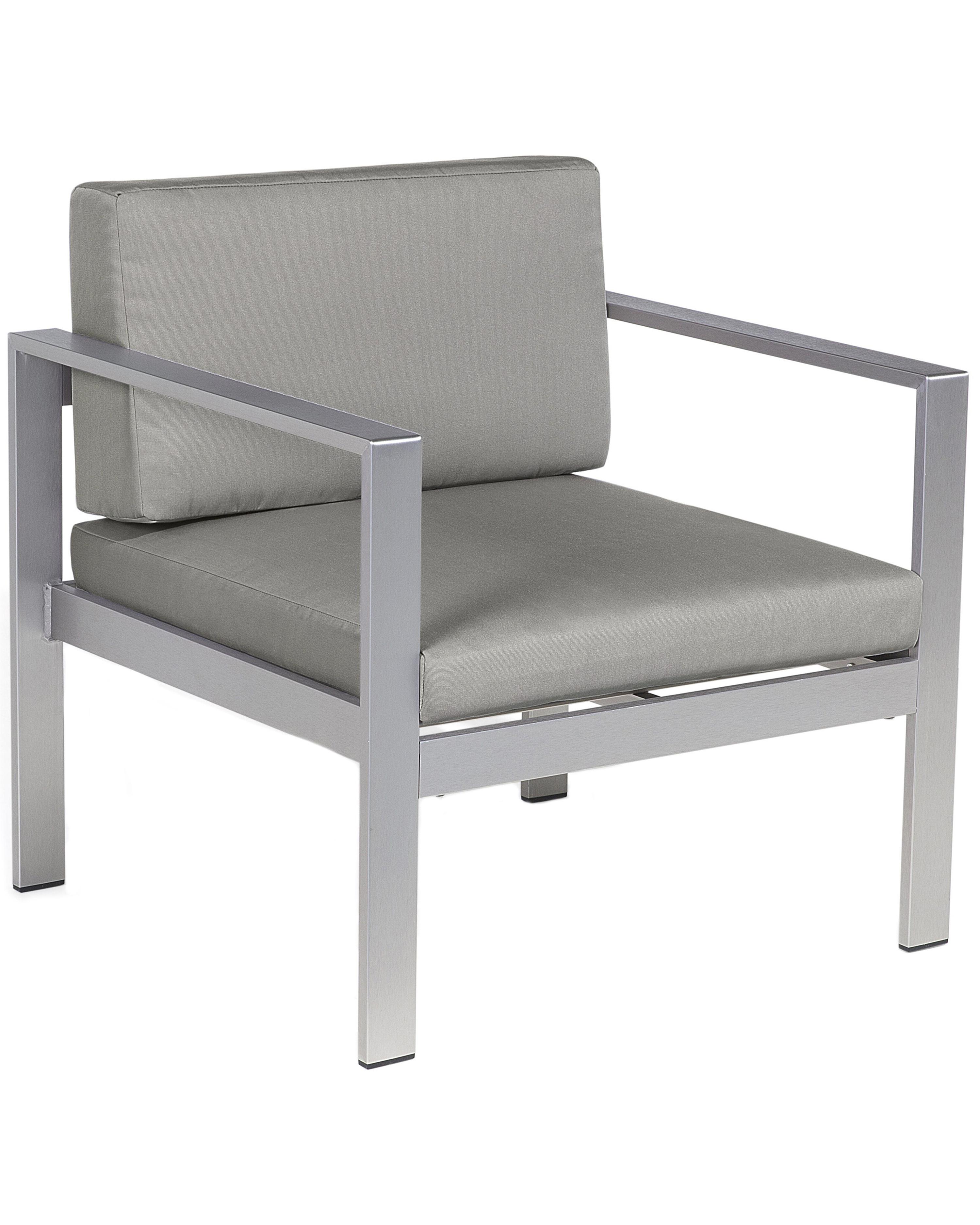 Garden Bench with Cushion SALERNO 142 cm Metal Dark Grey