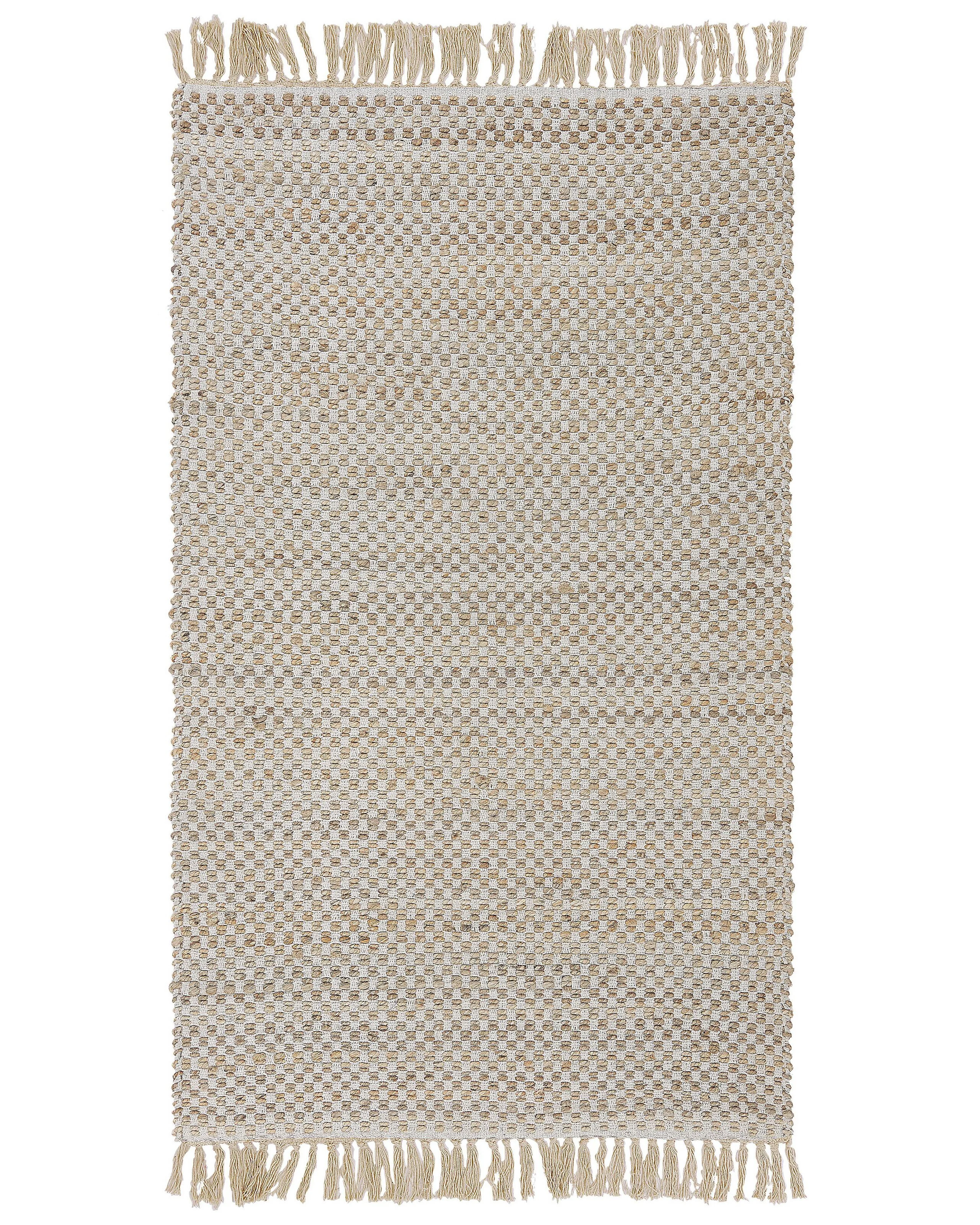 Dywan chodnik juta frędzle 80 x 150 cm beżowy