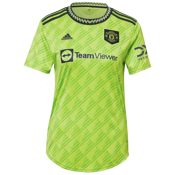 Manchester United adidas Women's 2022/23 Third Replica Custom Jersey - Neon Green