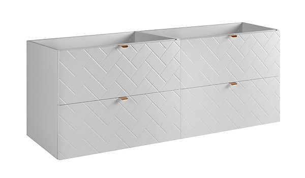 Meuble de salle de bain, Blanc Mat, 160 x 57 x 46 cm, poignées dorées