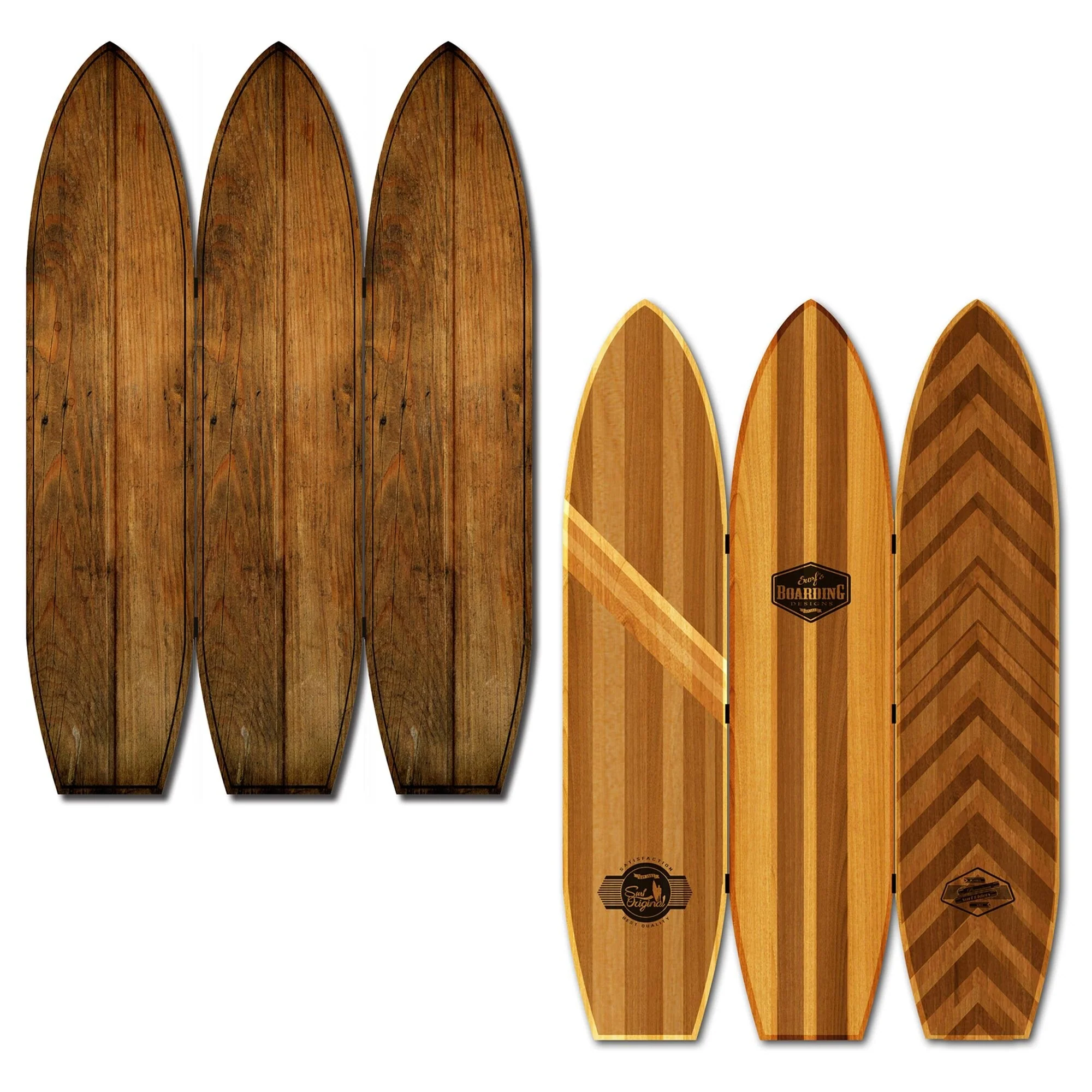 47 x 1 x 71 Brown Wood Coastal Surfboard Screen