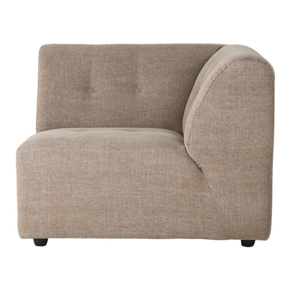 HKliving Vint Bank Element - Hoekstuk Rechts - Linnenblend - Taupe