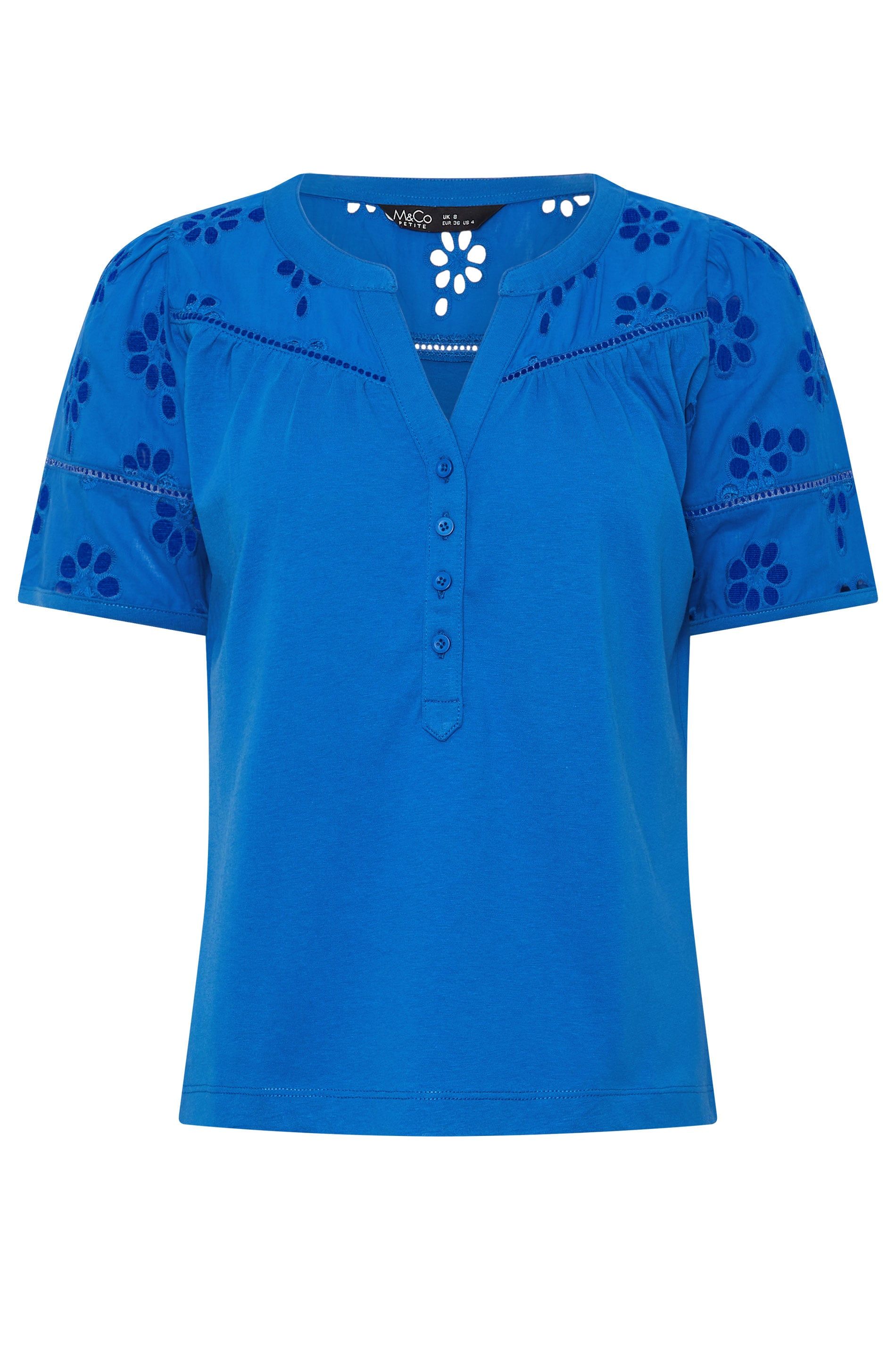 M&Co Petite Broderie Cotton T-Shirt