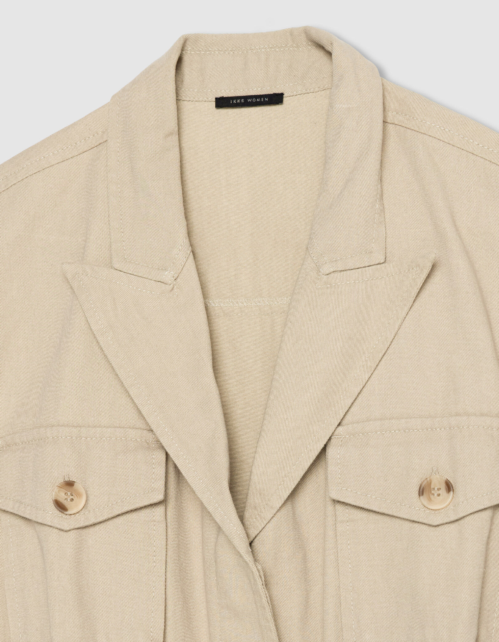 Robe saharienne longue beige sans manches Femme