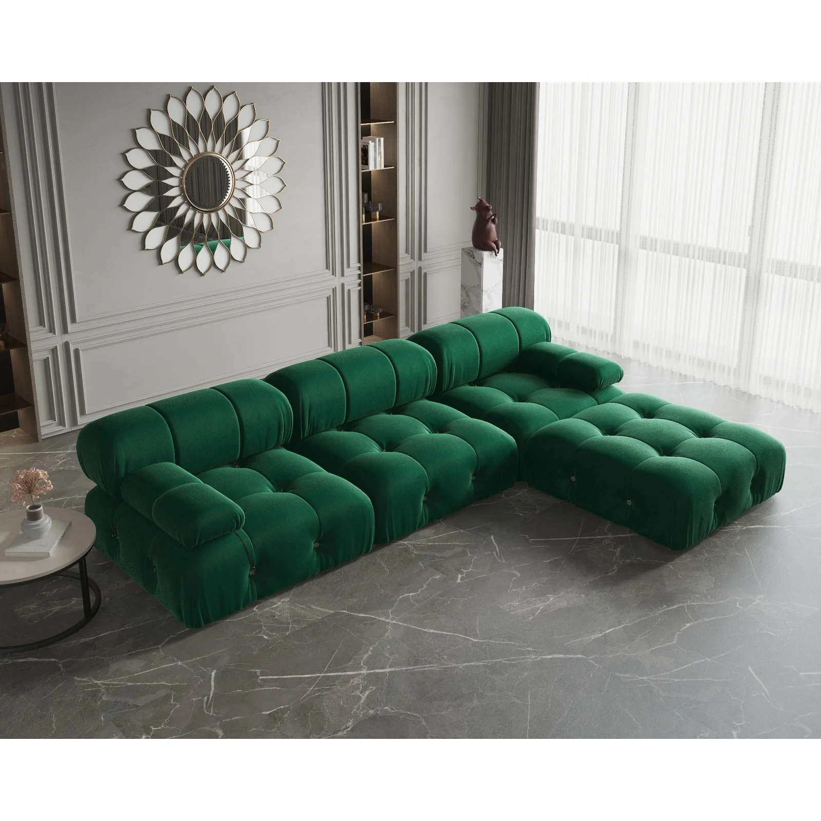 104 L-Shape Modular Sectional Sofa, Modern Velvet Upholstery Sofa