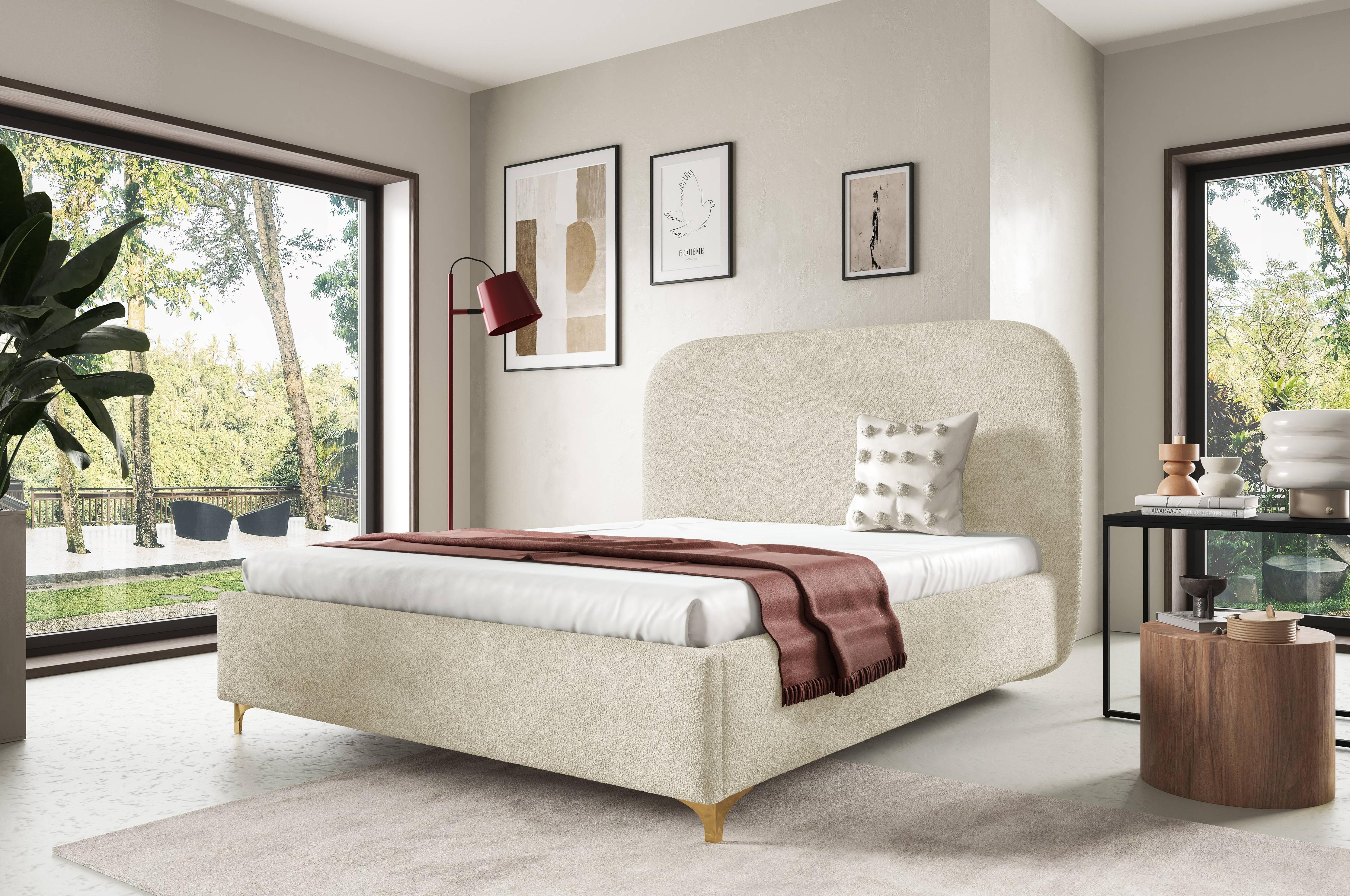 Bedframe Lisar bouclé met opbergruimte 200 x 200 cm